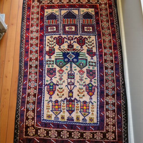 127x79cm トライバルラグ ヴィンテージラグ 手織り絨毯 カーペット