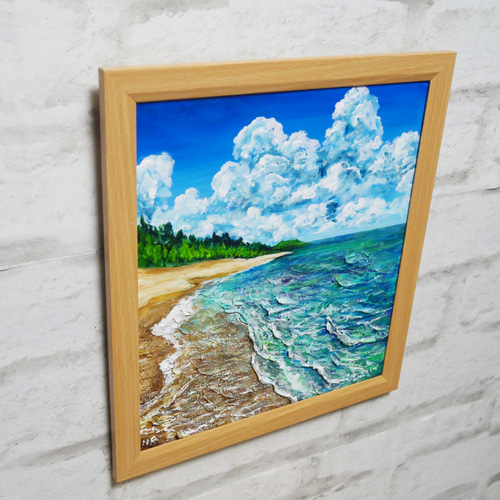 油絵 油彩 油彩画 絵 絵画 【真夏の海】 油絵 油彩 油彩画 絵 絵画【真夏の海と砂浜】 絵画 HR 通販