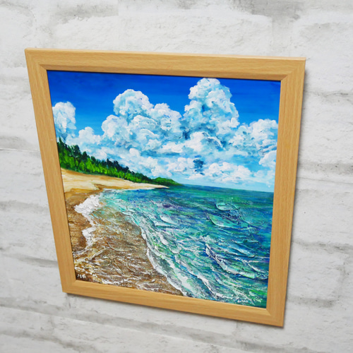 油絵 油彩 油彩画 絵 絵画【真夏の海と砂浜】 絵画 HR 通販 油絵 油彩 油彩画 絵 絵画【真夏の海と砂浜】 絵画 HR 通販