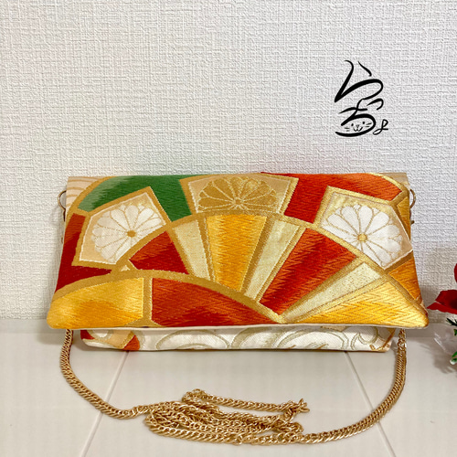 帯リメイク 片輪車 クラッチバッグ kimono】帯リメイク 片輪車 クラッチバッグ クラッチバッグ らっ