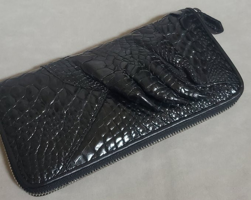 最安値！！シャムクロコダイル 爪 長財布 ラウンドファスナー シャム 宝石革 鰐 1円 鰐爪付き 綺麗 本物 シャム 宝石革 実物撮影 クロコダイル