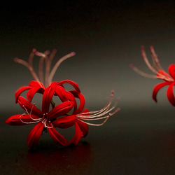 大人レッド　浴衣や着物に　彼岸花の髪飾り　羽二重/つまみ細工  浴衣　着物　和装　夏まつり　花火　和  秋　曼珠沙華　赤 5枚目の画像