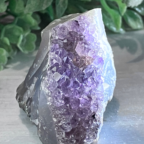 アメジスト クラスター 紫水晶 原石瑪瑙母岩高品質紫水晶カッサ195g