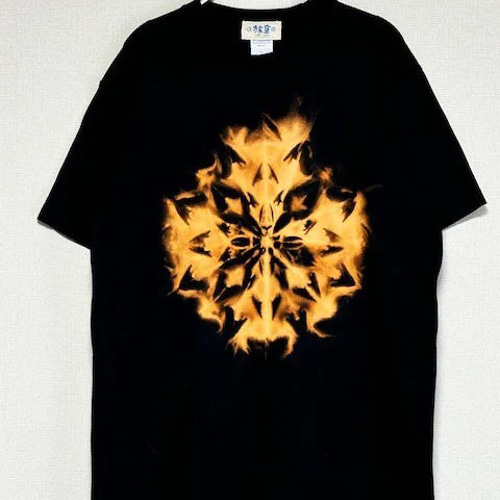 タイダイ染め Tシャツ Lサイズ ブリーチダイ 曼荼羅 ブラック