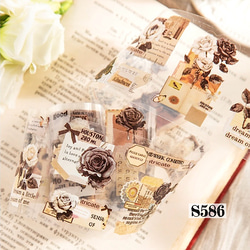 S586コラージュ素材】海外PETシール 花植物 ジャンクジャーナル