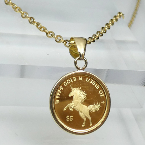 純金 コインペンダントトップ ユニコーン K24 999.9Fin Gold 1/30  