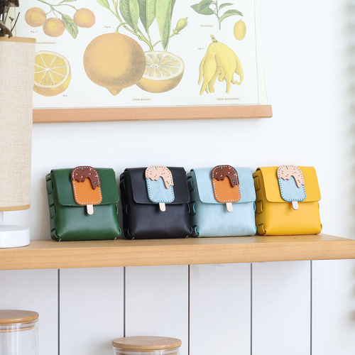 清涼感満載！4色展開！手作りの本革ミニショルダーバッグ、かわいい