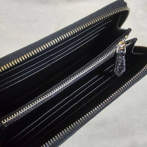 目地染め クロコダイル 長財布 ラウンドファスナー 財布 ワニ革 鰐 一  