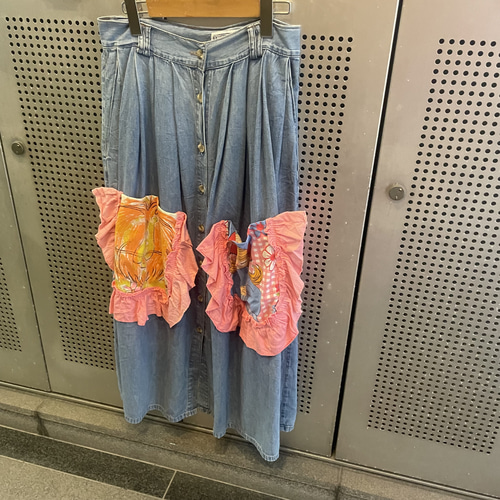 古着　ヴィンテージ　スカート　デニムスカート　リメイク　リメイクスカート　個性派 古着 ヴィンテージ vintage スカート デニムスカート リメイク