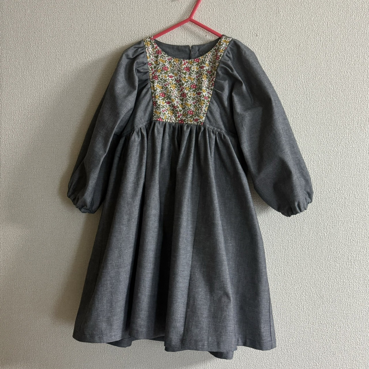 *120〜130size リバティA ラセンビィコットン Forget Me Not 長袖 ワンピース スカート