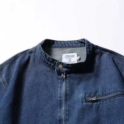 秋冬新作 メンズ スタンドカラーデニムジャケット 無地 男 おしゃれ