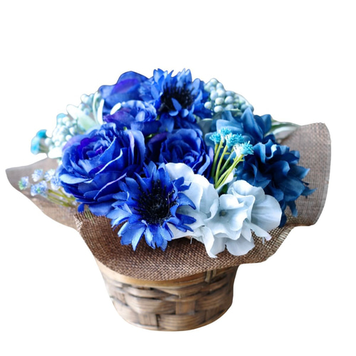 ブルー アレンジメント 造花アレンジメント お花はお任せ 青好き