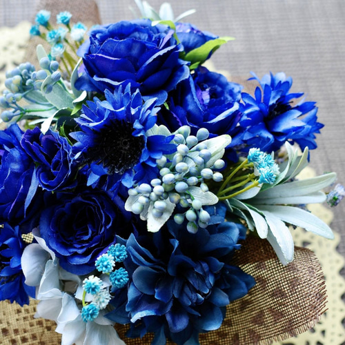楽天市場】フラワーアレンジメント 青 造花 造花アレンジ ブルー