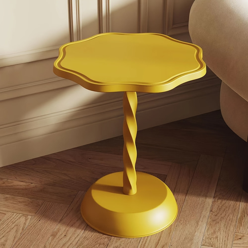 花型 サイドテーブル ホワイト ブラック イエロー 直径40×高さ55cm