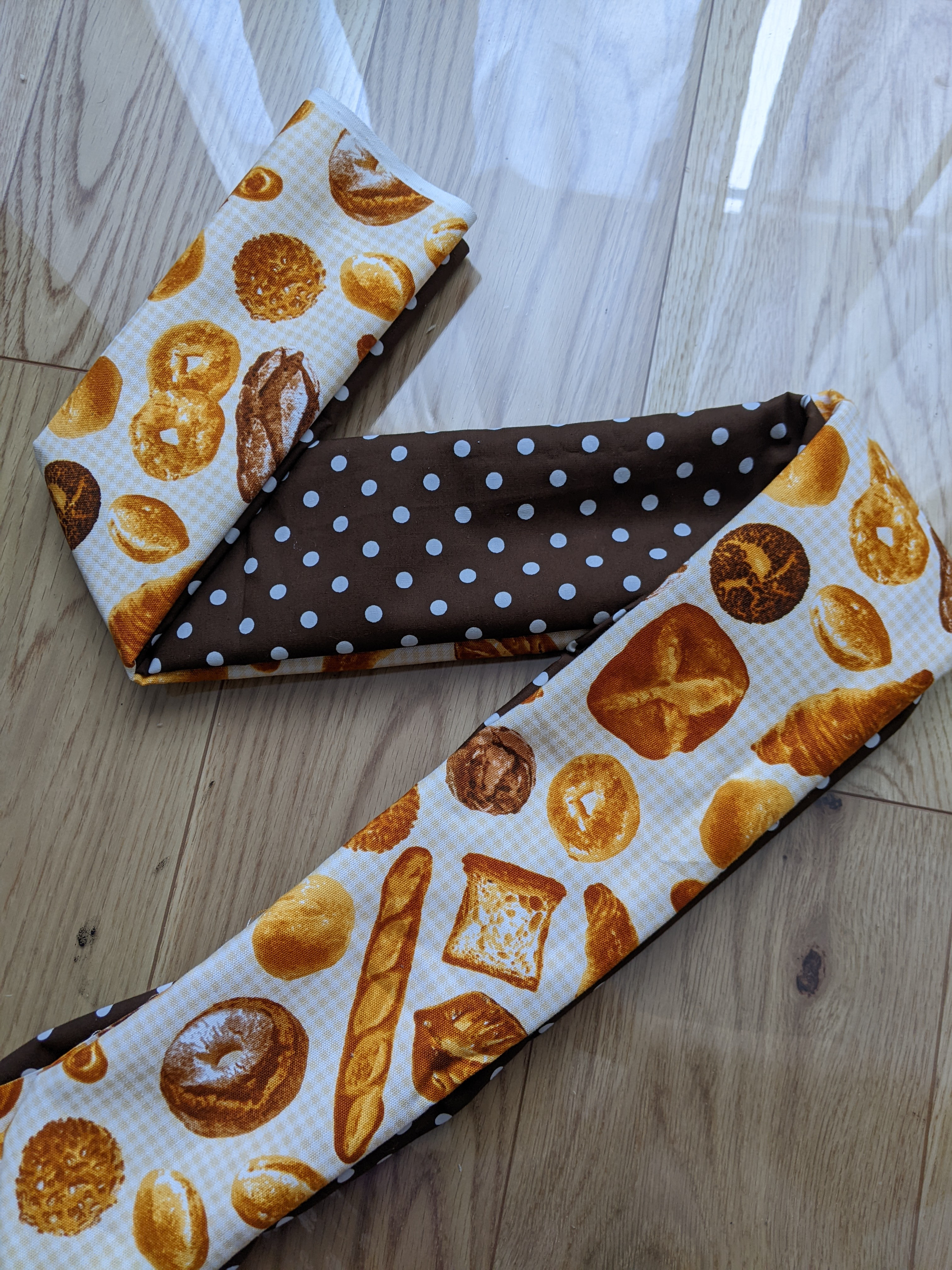 パンとドット柄　メンズリバーシブル帯【出品限り】