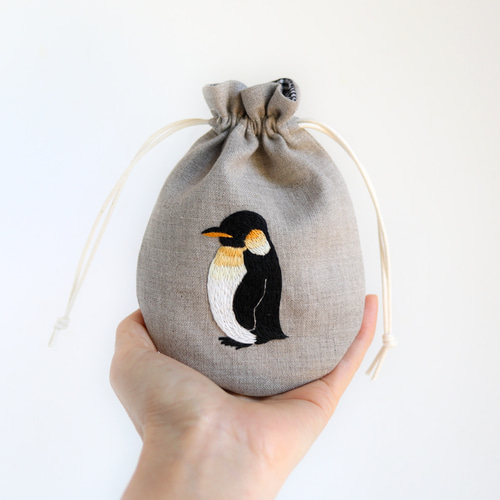 ハンドメイドオーダー品　ウサギ、ペンギン巾着 ハンドメイドオーダー品ウサギ、ペンギン巾着