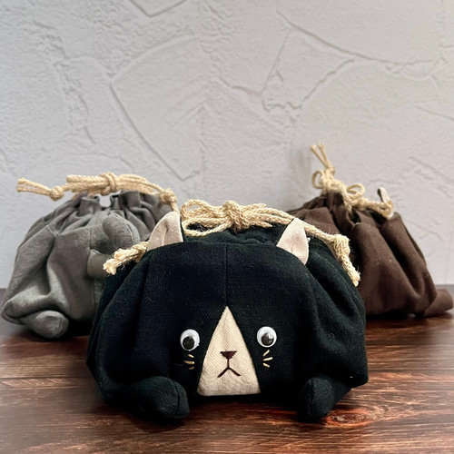置いててもカワイイ♡ねこ巾着 mini□手のりサイズ ネコポーチ 猫小物 