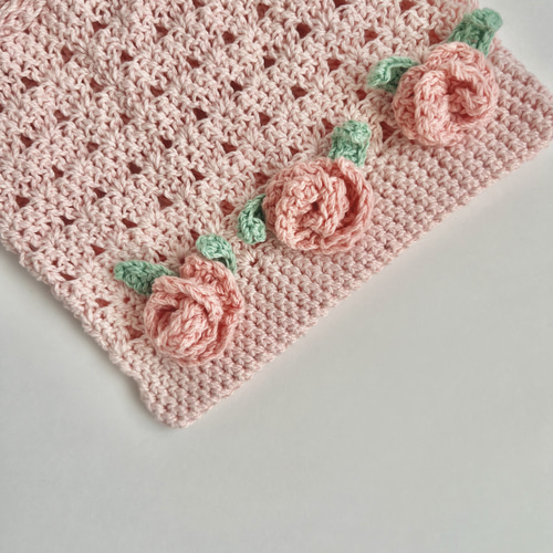 バラの花の編み物巾着ポーチ 巾着袋 moyu‐amimono 通販 18126380