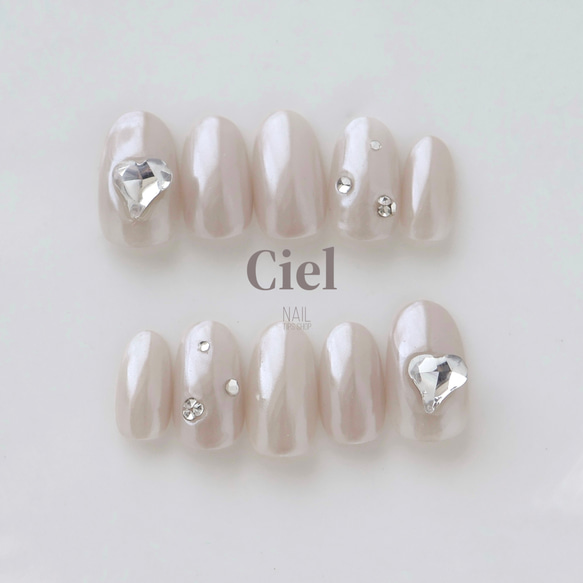 サイズオーダー】nailtip ミラーネイル ハートネイル パールネイル