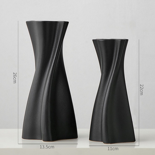 ひねり 花瓶 2点セット ホワイト ブラック フラワースタンド ドライ