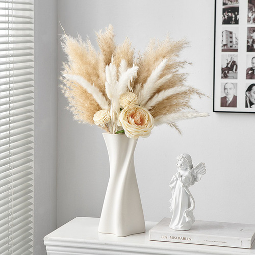 ひねり 花瓶 2点セット ホワイト ブラック フラワースタンド ドライ