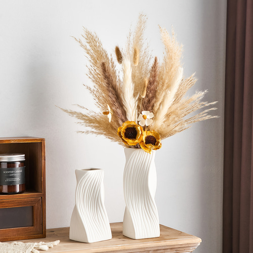 ウェーブ 花瓶 2個セット ホワイト フラワースタンド ドライ ウェーブ 花瓶 2個セット ホワイト フラワースタンド ドライ
