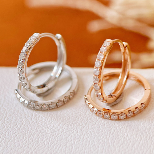 天然ダイヤモンドピアス10mm k18 ピアス（フープ） パール大好き
