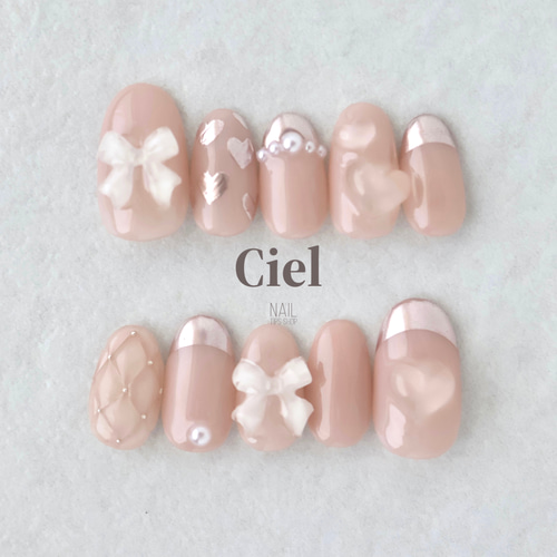 サイズオーダー】nailtipリボンネイル ハートネイル キルティング  