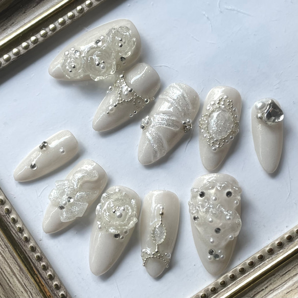 サイズオーダー♡3Dブライダルネイルチップ size order nailtip ネイル  