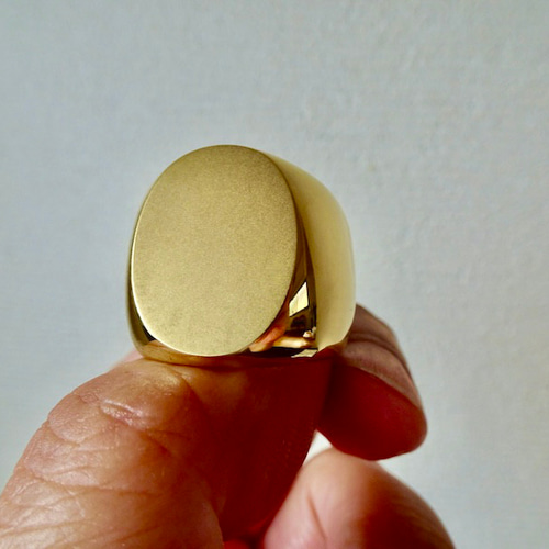 仁尾彫金『楕円のゴールド印台リング』ハンドメイド 指輪 仁尾彫金『楕円のゴールド印台リング』ハンドメイド 指輪