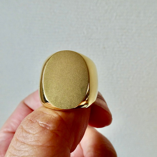 仁尾彫金『楕円のゴールド印台リング』ハンドメイド 指輪