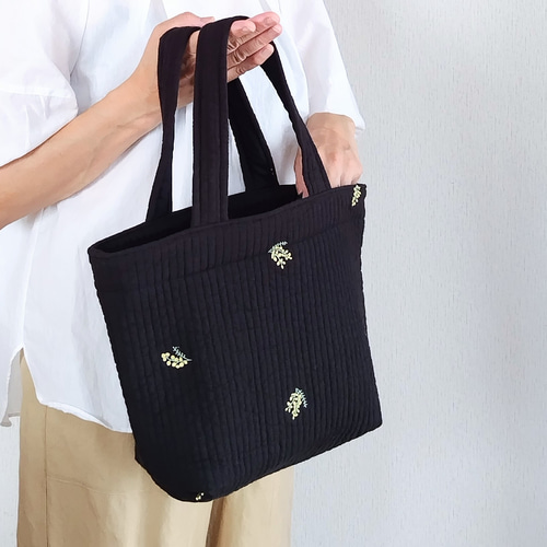 受注販売】刺繍ヌビバッグ ポーチ付き 韓国キルト シンプル 洗える