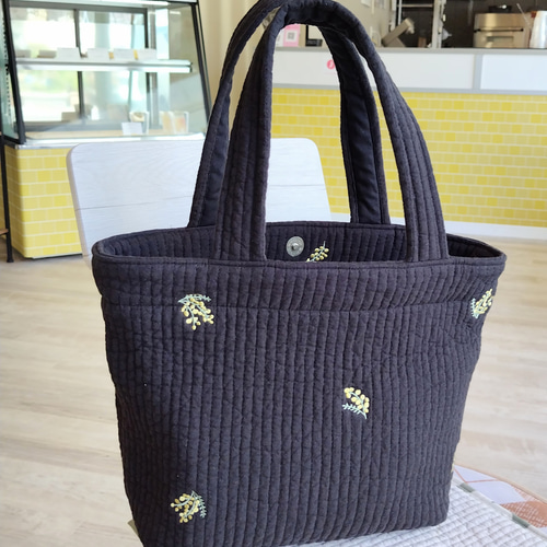 受注販売】刺繍ヌビバッグ ポーチ付き 韓国キルト シンプル 洗える