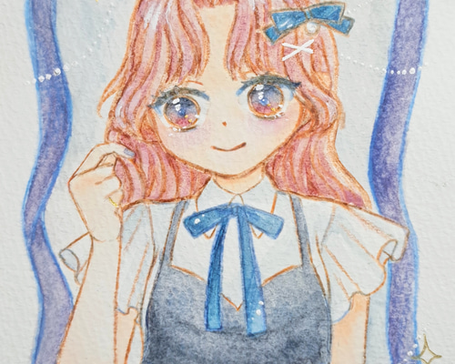 夏の思い出と少し伸びた髪(アナログイラスト/原画) イラスト Sakeko