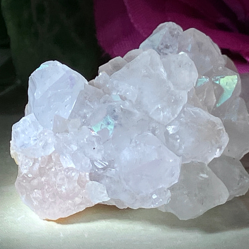 原石 天然レインボークオーツ アナンダライト クラスター 97g インド産 天然レインボークォーツ(アナンダライト)