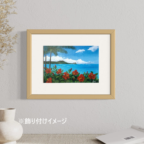 アクリル画　原画　「オアフの休日」額縁付　SMサイズ　風景画 オアフの休日」アクリル画 原画 風景画 額縁付 SMサイズ 絵画