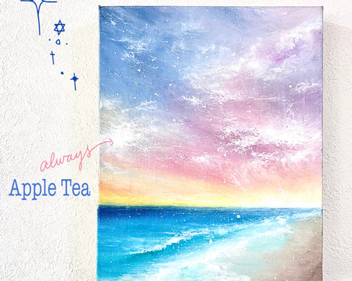 【一点物】夜空のカケラ｜オイルパステル画 原画 インテリア絵画 原画・一点物 ・オイルパステル画】ゴッホ「星夜空」名画の模写