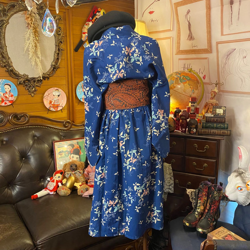 和洋折衷 単衣 着物 リメイク ワンピース ドレス 名古屋帯 和洋折衷 単衣 着物 リメイク ワンピース ドレス 名古屋帯
