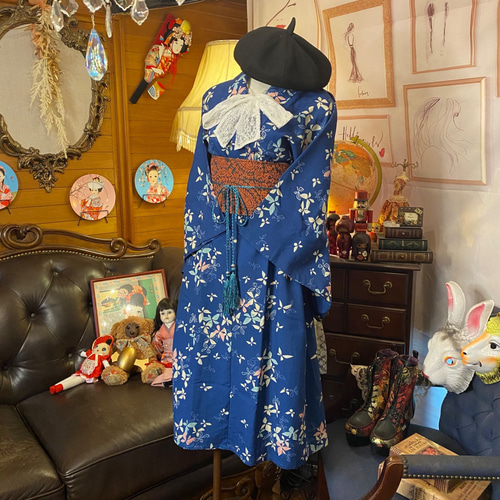 和洋折衷 単衣 着物 リメイク ワンピース ドレス 名古屋帯 和洋折衷 単衣 着物 リメイク ワンピース ドレス 名古屋帯