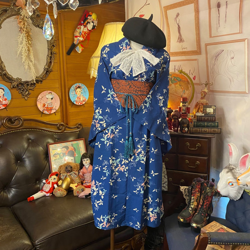 和洋折衷 単衣 着物 リメイク ワンピース ドレス 名古屋帯 和洋折衷 単衣 着物 リメイク ワンピース ドレス 名古屋帯