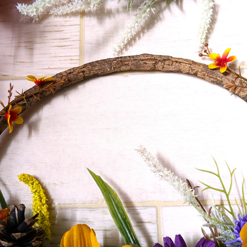 玄関リース 9月の誕生花 イエローコスモスリース 大き目リース