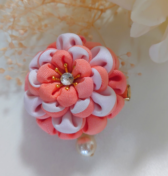 ❣️つまみ細工❀ピンポンマム❀Pink ヘアクリップ・バナナクリップ  