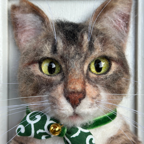 羊毛フェルト。猫。オーダーNo.34 羊毛フェルト猫オーダー》 #猫(ねこ)羊毛フェルト フレーム