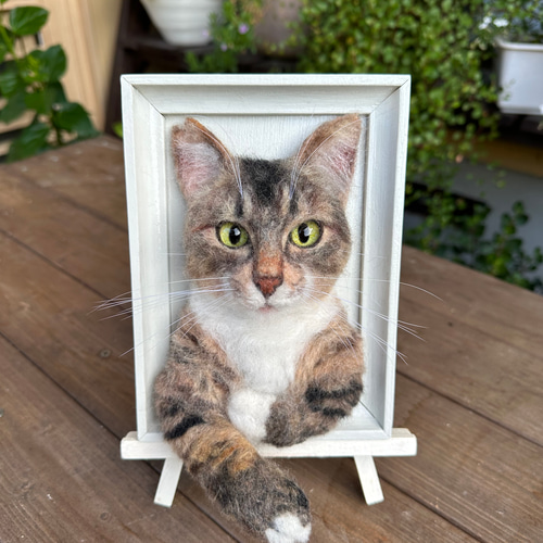 羊毛フェルト　猫　オーダー　［ねこみみページ］61 羊毛フェルト猫》 #猫(ねこ)羊毛フェルト オーダー フレーム
