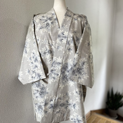 大島紬 白大島紬 作務衣 着物リメイク 現品限り 紅葉柄の素敵な上衣