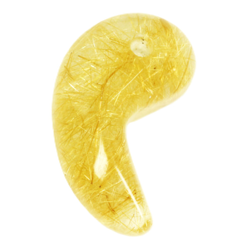 神秘のエネルギー】一点物 ゴールドルチルクォーツ 勾玉 Mr150