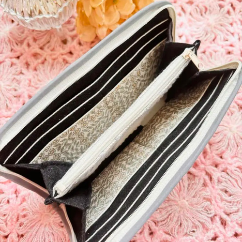 mina perhonen 生地使用*:.⚮̈ラウンドファスナー長財布 sand rose*sky  