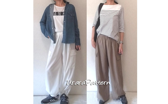【張り合せなし型紙】 カーゴパンツ　フリー 1枚目の画像