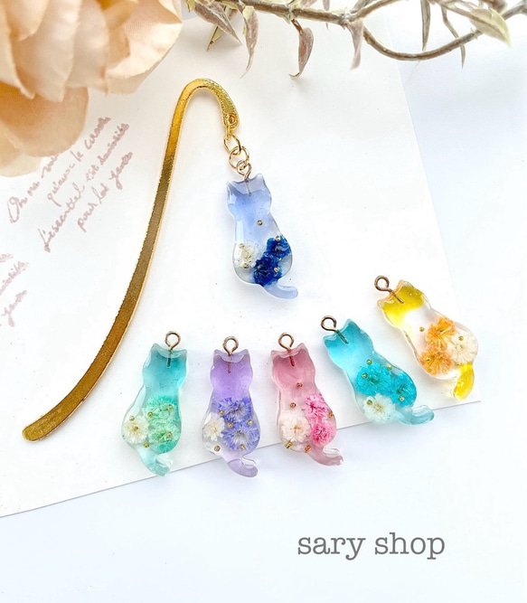 レジン猫ちゃん ブルーフラワーA