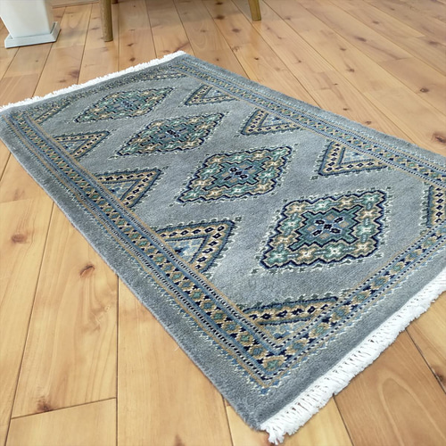 軽くて畳める手織りラグ パキスタン絨毯 玄関マット トライバルラグ